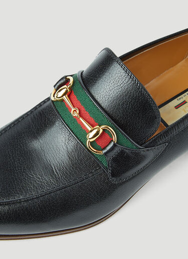 Gucci Horsebit Web-Trimmed Loafers Black guc0145015