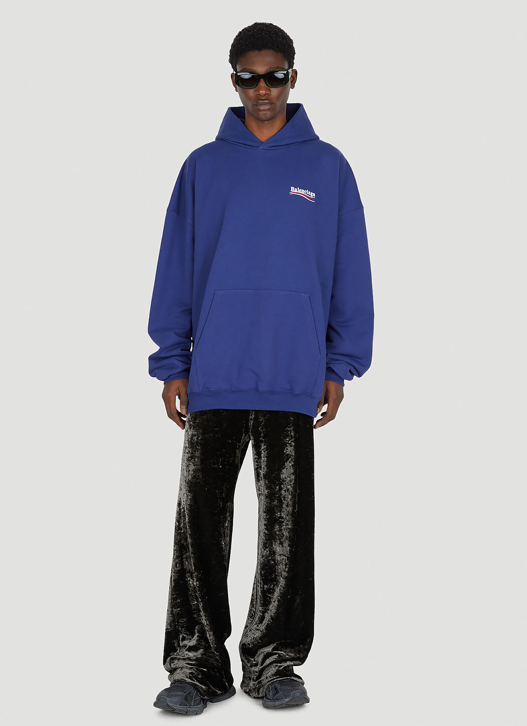 Balenciaga Blue Embroidered Hoodie