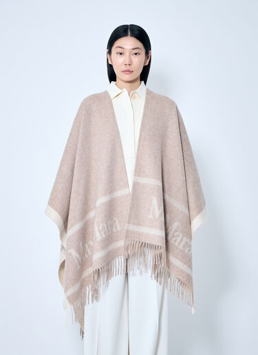 Max Mara Jacquard Wool Poncho Beige max0259023