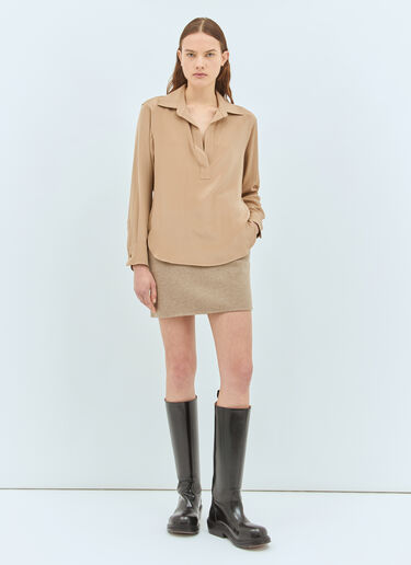 Max Mara Silk Crêpe de Chine Shirt Beige max0258008