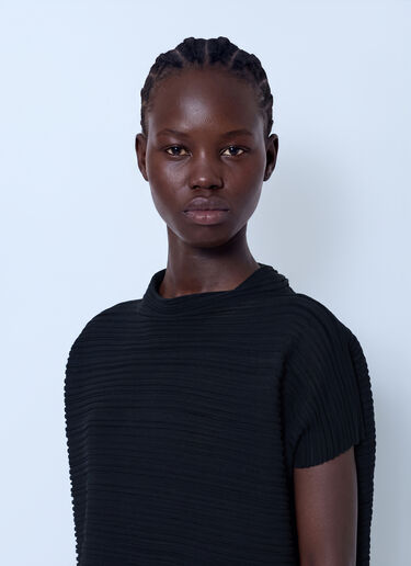 LN-CC® - Pleats Please Issey Miyake: Paper Bounce Knit Shirt - Black Pleats Please Issey Miyake Paper Bounce Knit Shirt Black plp0266007