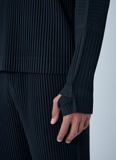 Homme Plissé Issey Miyake Pleated Half-Zip Pullover Sweater Black hmp0163004