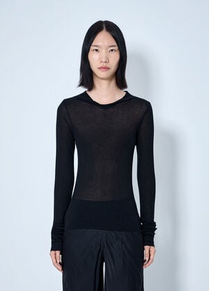 Rick Owens Long Sleeve Hooded Top Black ric0265028