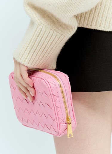 Bottega Veneta Small Intrecciato Zip Pouch Pink bov0255089