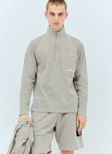 Stone Island 徽标印花长袖 polo 衫 灰色 sto0156017