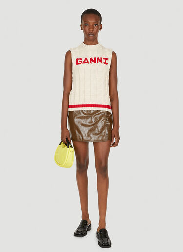 GANNI Logo 嵌花背心 奶油色 gan0251014