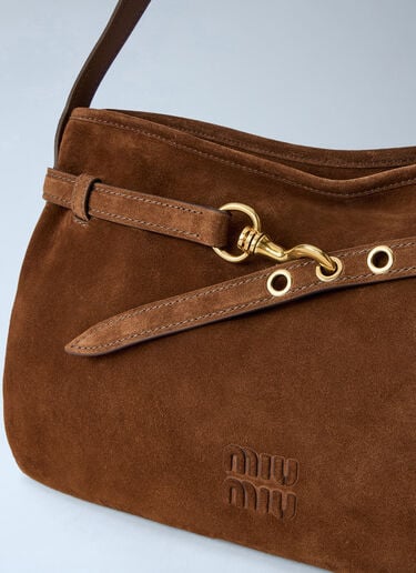 Miu Miu Medium Adventure Suede Shoulder Bag Brown miu0264201
