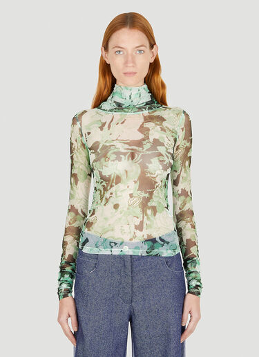 Graphic Mesh Long Sleeve Top Marco Rambaldi Graphic Mesh Long Sleeve Top Green mra0250014