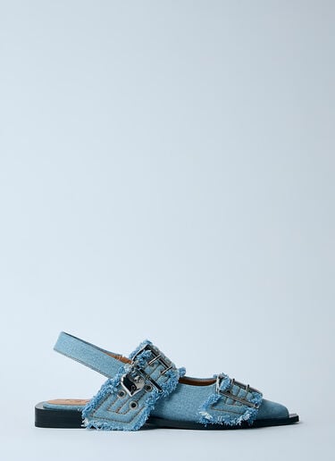 GANNI Feminine Buckle Ballerina Flats Denim gan0260018