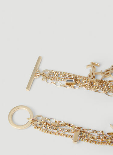 Logo Plaque Multi Strand Bracelet Saint Laurent Logo Plaque Multi Strand Bracelet Gold sla0252097
