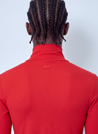 LN-CC® - Lacoste: Runway High Neck Printed Stretch T-shirt - Red Lacoste Runway High Neck Printed Stretch T-shirt Red lac0166003