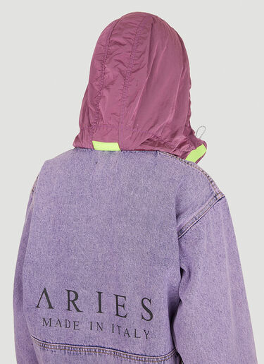 Aries Hooded Acid Wash Cargo Jacket Purple ari0250019