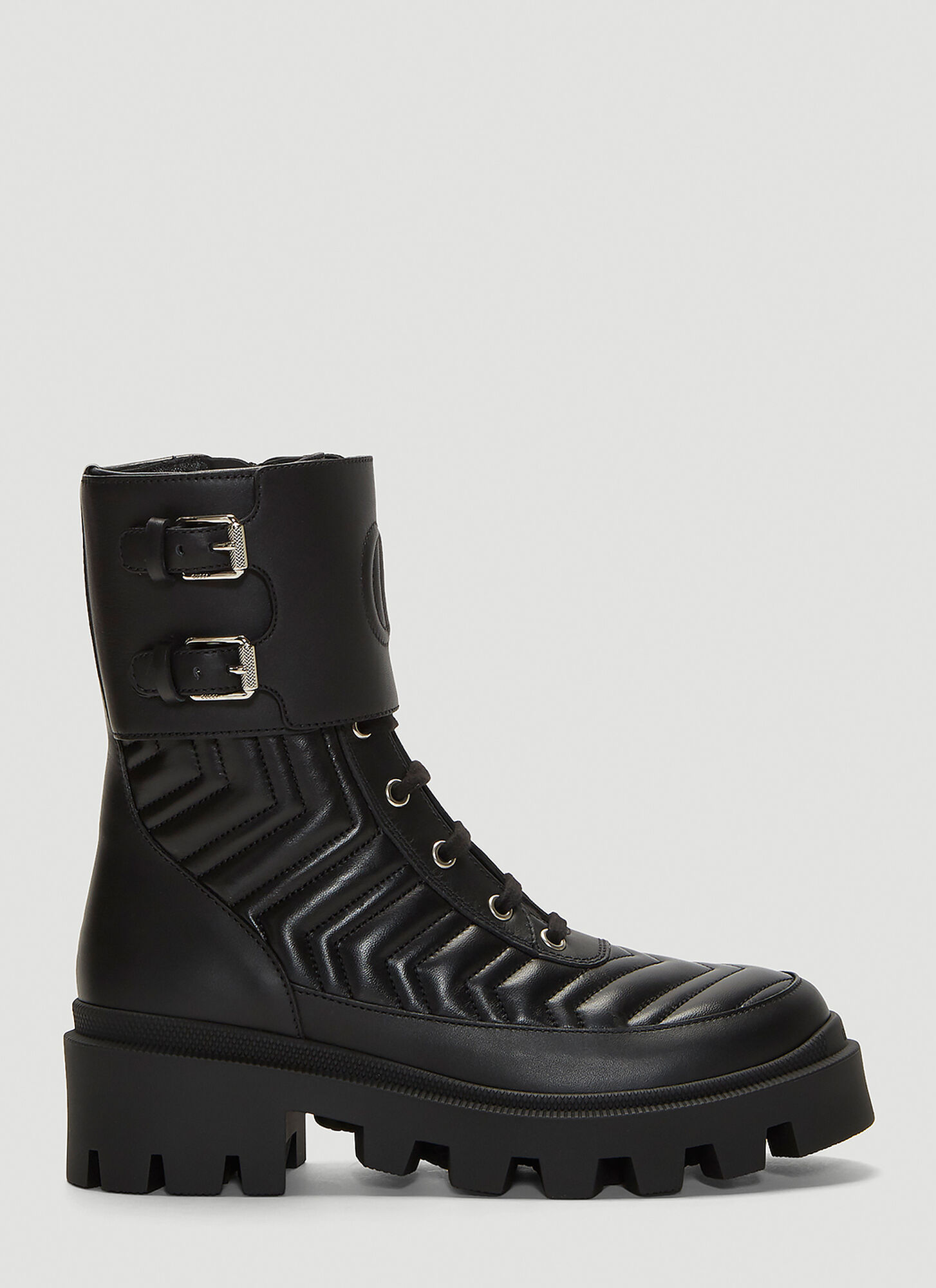 Shop Gucci Frances Leather Boots In Black
