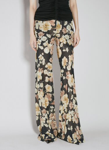 Semi-Sheer Floral Print Pants Saint Laurent Semi-Sheer Floral Print Pants Black sla0253012