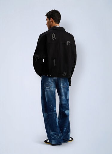 Gothic Logo Denim Jacket Palm Angels Gothic Logo Denim Jacket Black pma0162070