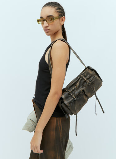 Acne Studios Multi-Pocket Leather Shoulder Bag Black acn0254004