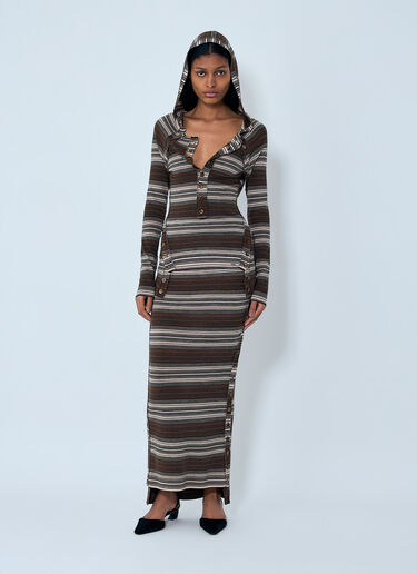 Miss Sixty x KNWLS Hooded Stripe Sweater Brown msk0263013