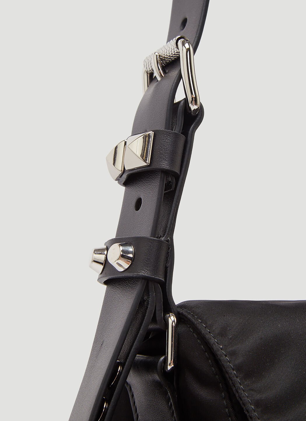 Prada Nylon Studded Shoulder Bag in Black LN CC