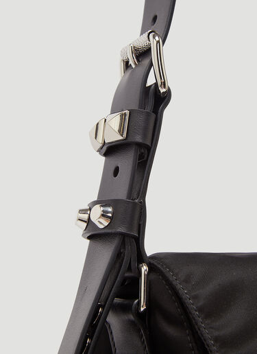 Prada Nylon Studded Shoulder Bag Black pra0233047