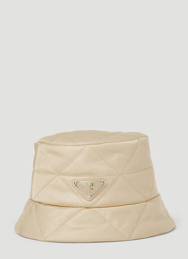 Prada Quilted Logo Bucket Hat Beige pra0254037