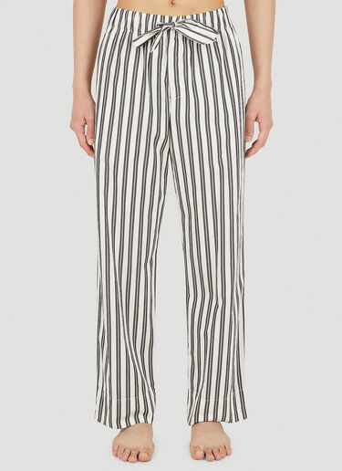 Tekla Striped Drawstring Pyjama Pants Beige tek0351025