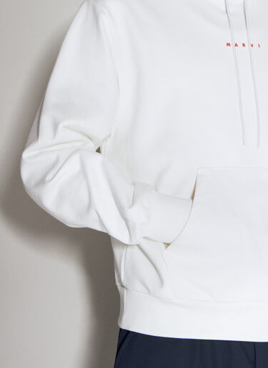 Marni Logo Print Hooded Sweatshirt White mni0155005