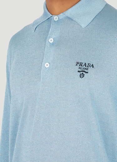 Prada Logo Embroidered Polo Shirt Blue pra0147075