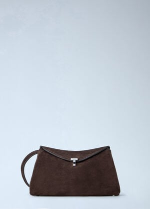 Toteme T-Lock Leather Clutch Brown tot0265091