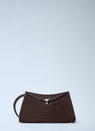 LN-CC® - Toteme: T-Lock Leather Clutch - Brown Toteme T-Lock Leather Clutch Brown tot0265091