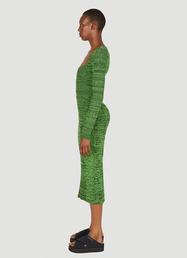 GANNI Square Neck Dress Green gan0251011