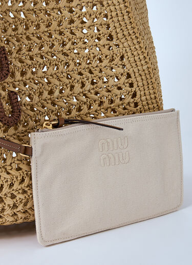 Miu Miu Logo Motif Crochet Shoulder Bag Natural miu0260022