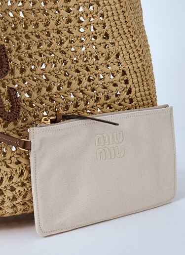 Logo Motif Crochet Shoulder Bag Miu Miu Logo Motif Crochet Shoulder Bag Natural miu0260022