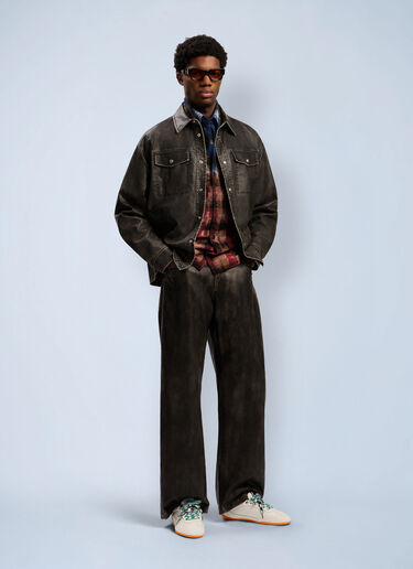 Curved Logo Coated Pants Palm Angels Curved Logo Coated Pants Grey pma0162111