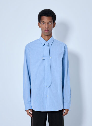 Dries Van Noten Cilian Classic Cotton Shirt with Tie Blue dvn0165005
