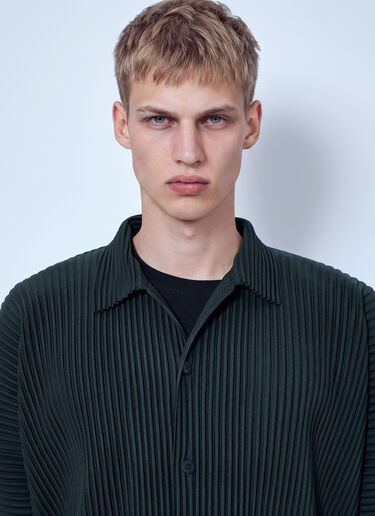Homme Plissé Issey Miyake August Pleated Button-Down Shirt Dark Grey hmp0166016