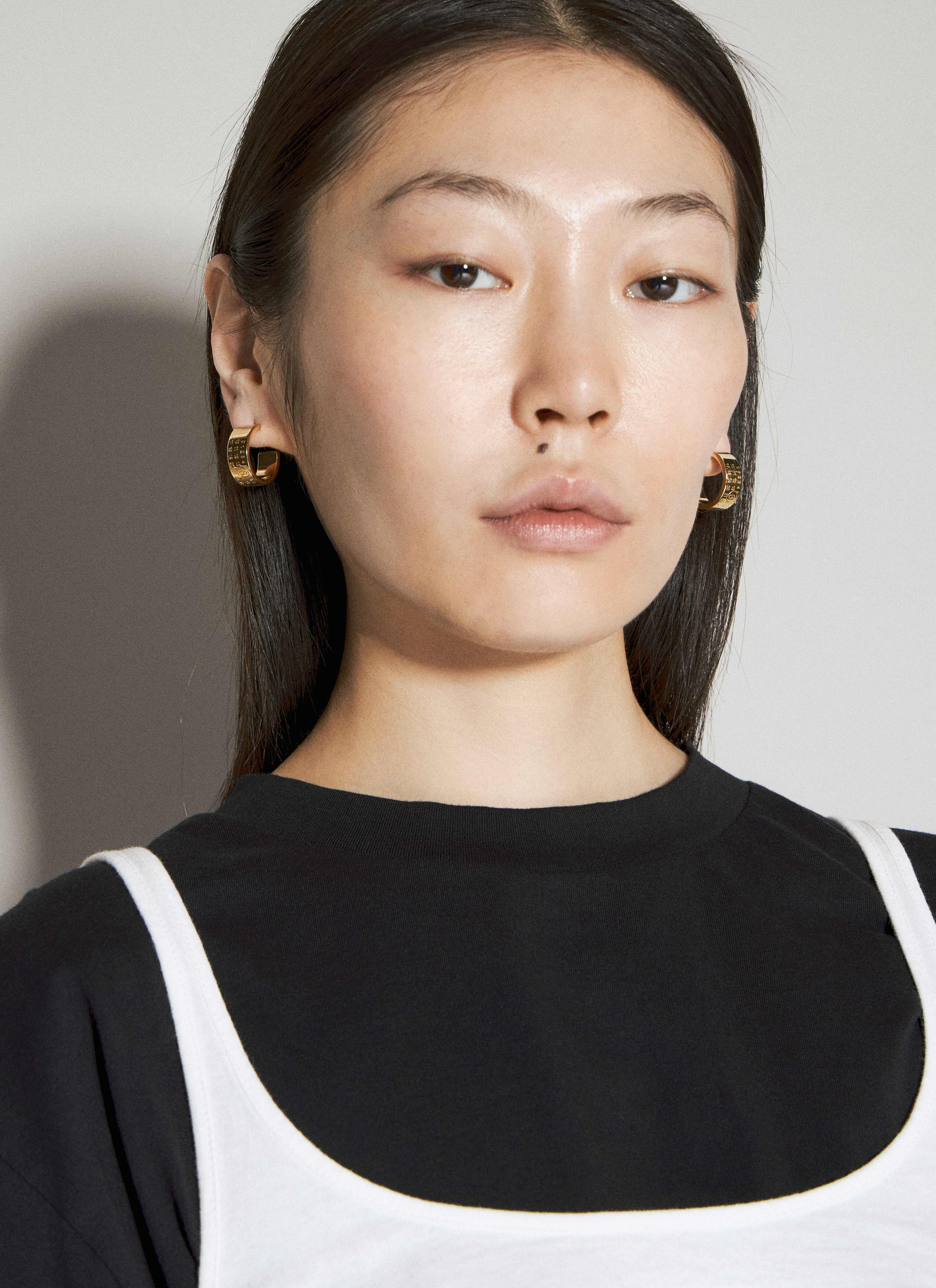 Miu Miu Numerical Minimal Signature Hoop Earrings Brown miu0255026