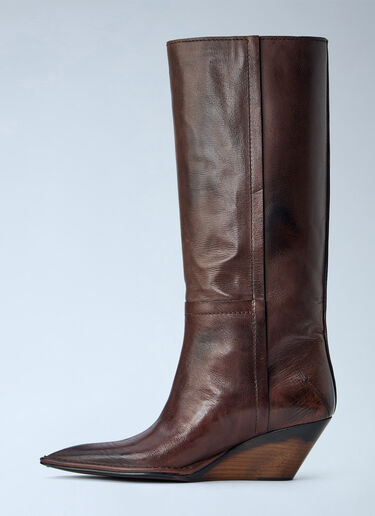 LN-CC® - Capasa Milano: Camperos Knee-High Leather Boots - Brown Capasa Milano Camperos Knee-High Leather Boots Brown cps0266001