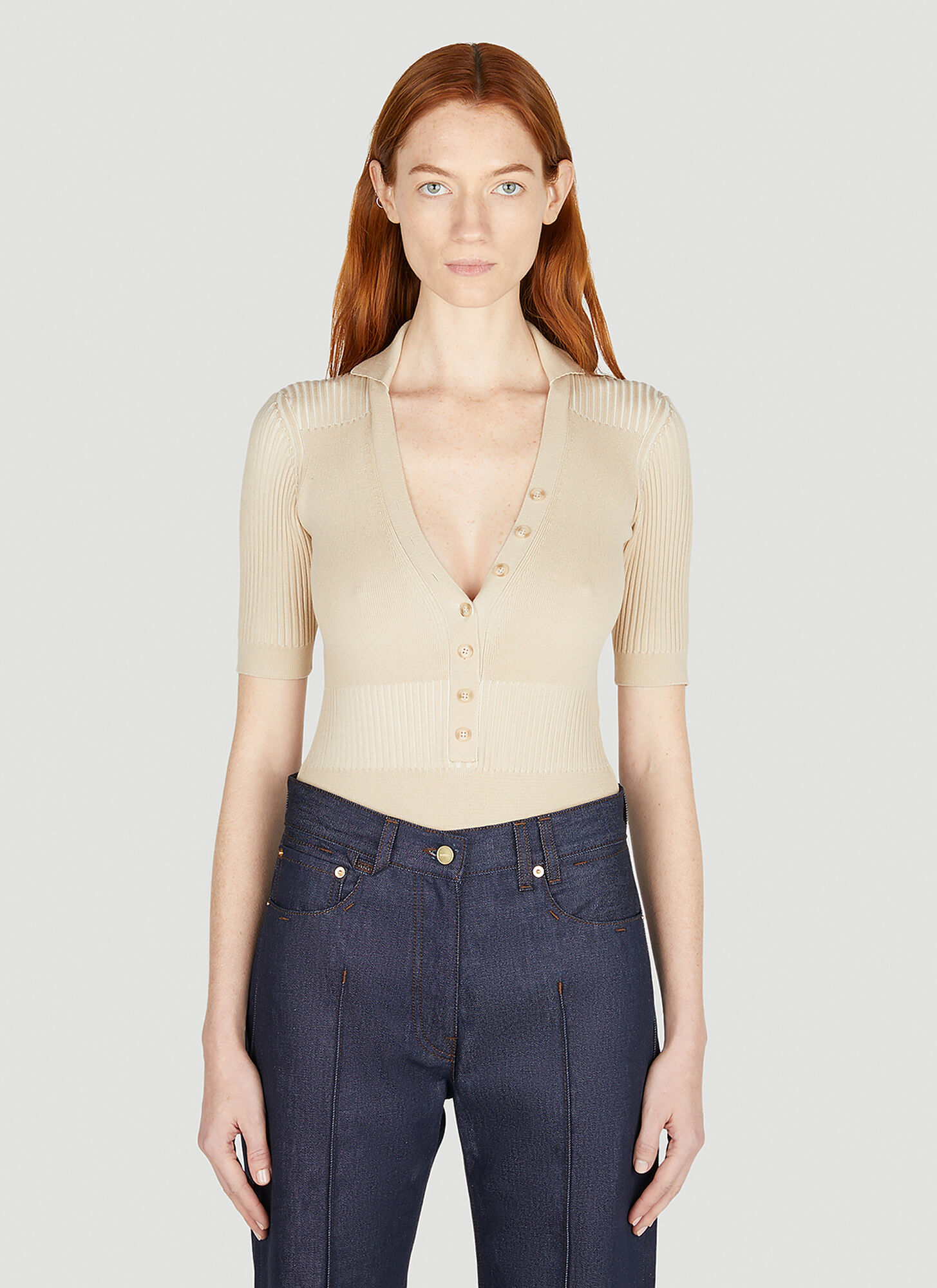 Jacquemus Yauco Buttoned Rib-knitted Bodysuit