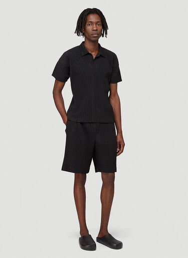 Homme Plissé Issey Miyake Pleated Polo Shirt Black hmp0144023