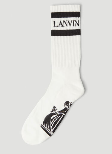 Lanvin Logo Stripe Socks White lnv0147019