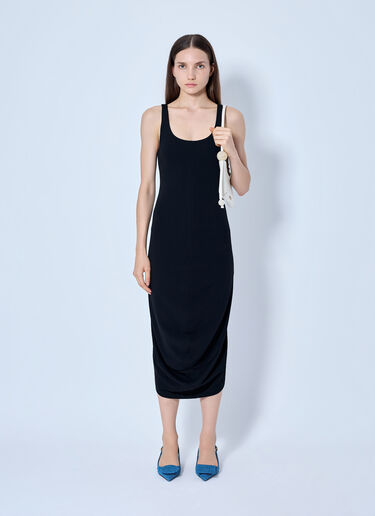 LN-CC® - Jacquemus: La Regata Draped Midi Dress - Black Jacquemus La Regata Draped Midi Dress Black jac0266017