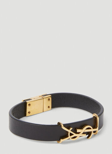 Saint Laurent Logo Plaque Bracelet Black sla0351003