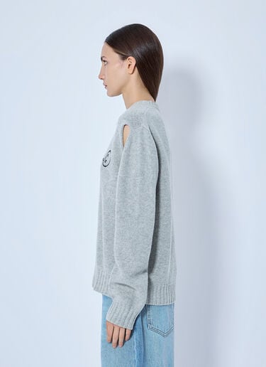 LN-CC® - MM6 Maison Margiela: Intarsia Logo Knit Sweater - Grey MM6 Maison Margiela Intarsia Logo Knit Sweater Grey mmm0265007