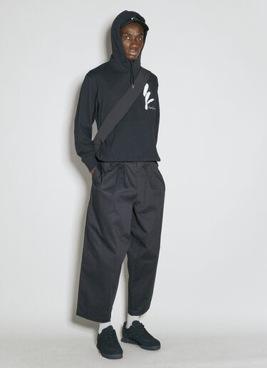 Yohji Yamamoto x NE 로고 프린트 후드티셔츠  블랙 yoy0154011