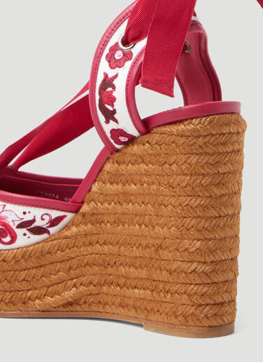 Dolce & Gabbana Printed Brocade Wedge Sandals Pink dol0253023