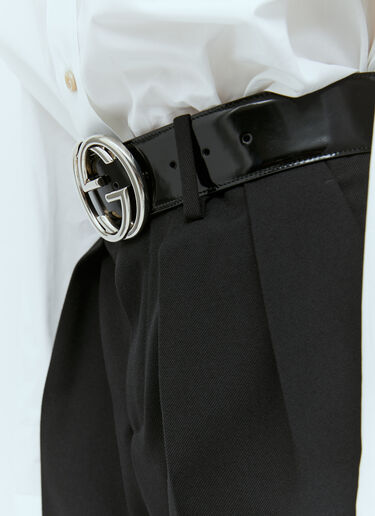 Gucci Interlocking G Buckle Leather Belt Black guc0254042
