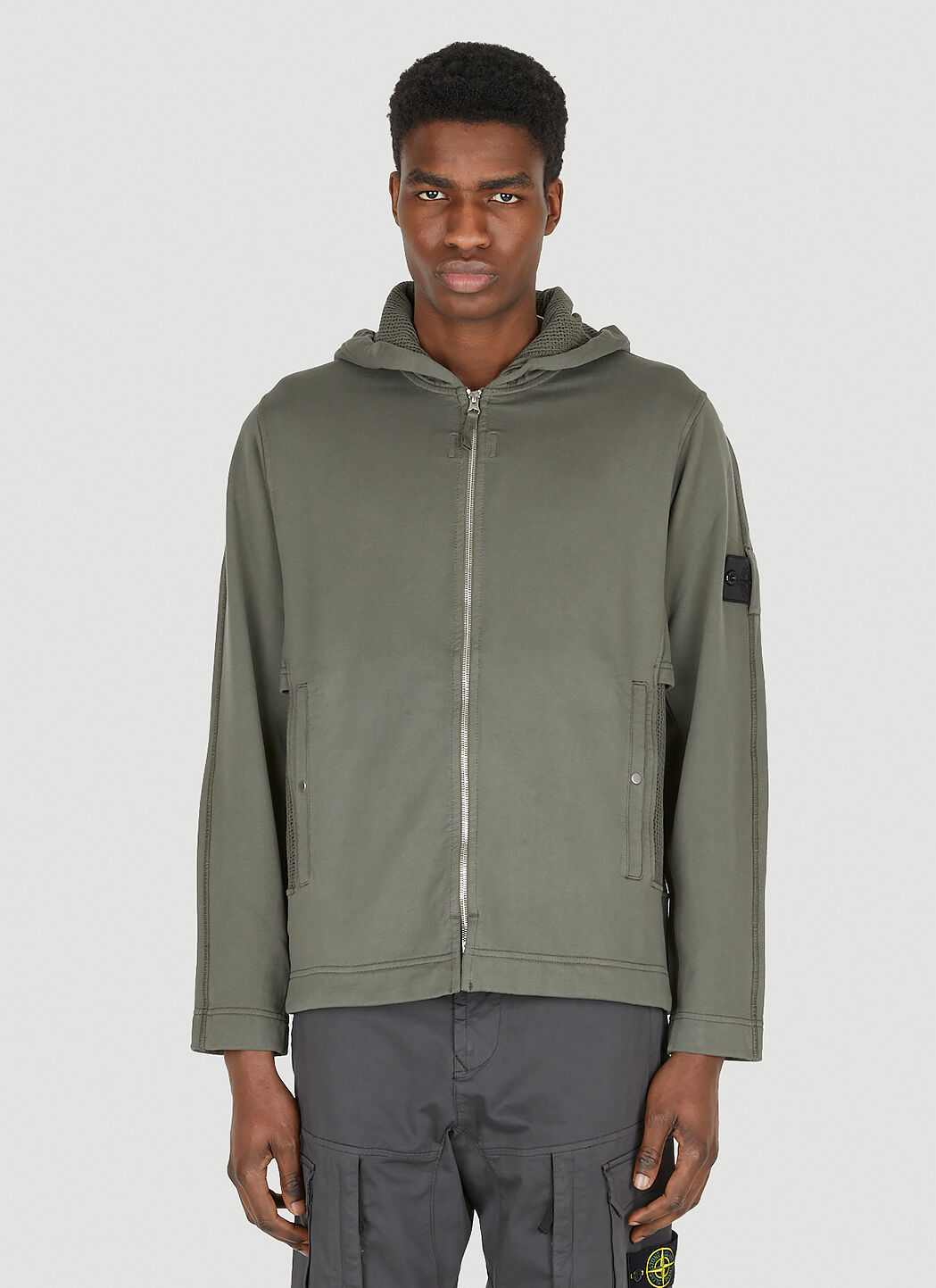 Stone Island Logo Patch Hooded Sweatshirt in Brown LN CC