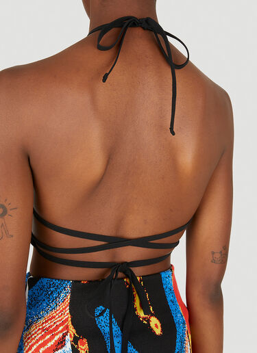 Ambush Halterneck Graphic Knit Top Blue amb0250014
