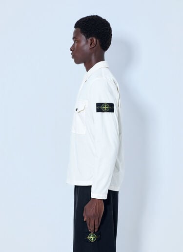 Stone Island Zip-Front Overshirt with Flap Pockets White sto0165069