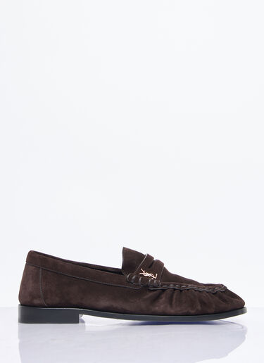 Saint Laurent Le Loafer Suede Penny Slippers Brown sla0257047